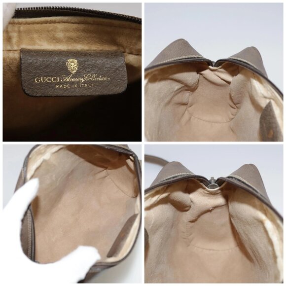 GUCCI Web Sherry Line GG Supreme Shoulder Bag PVC Beige Red Green Auth mr832 - Picture 15 of 16